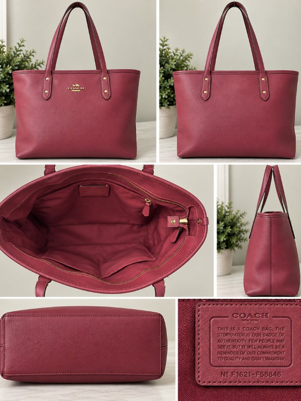 Coach F58846 City Zip Tote Rose Crossgrain Leather